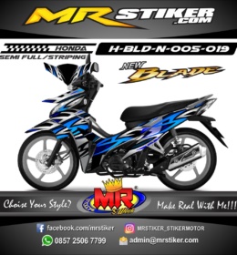 Stiker motor decal Honda Blade New Tribal Blue and Silver