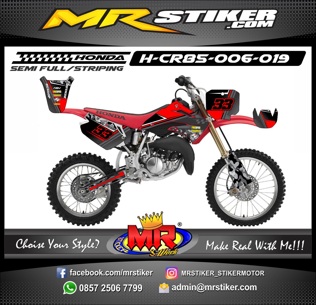 Stiker motor decal CR 85 Red Racing