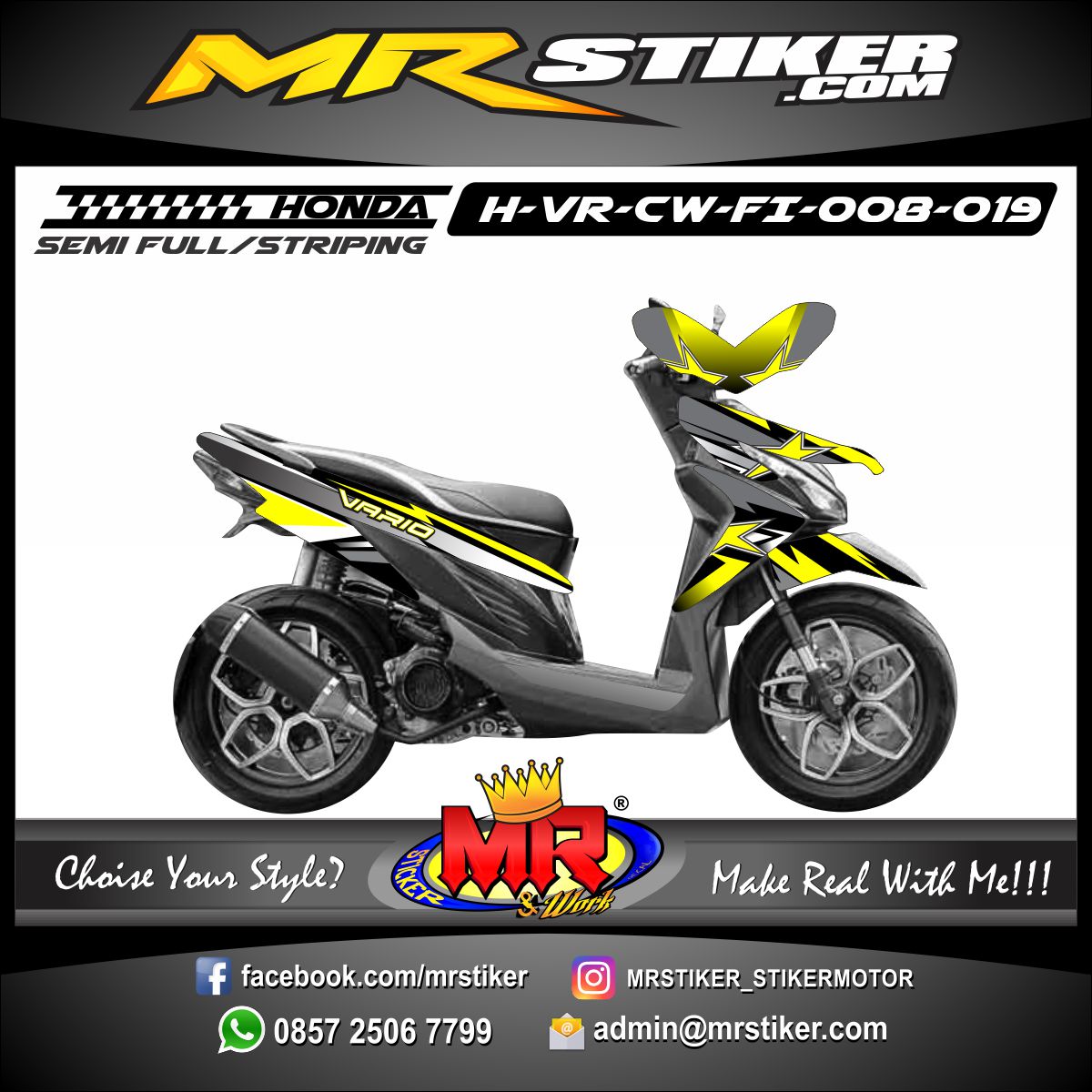  Stiker  motor  decal Vario  CW FI Star yellow stiker  motor  