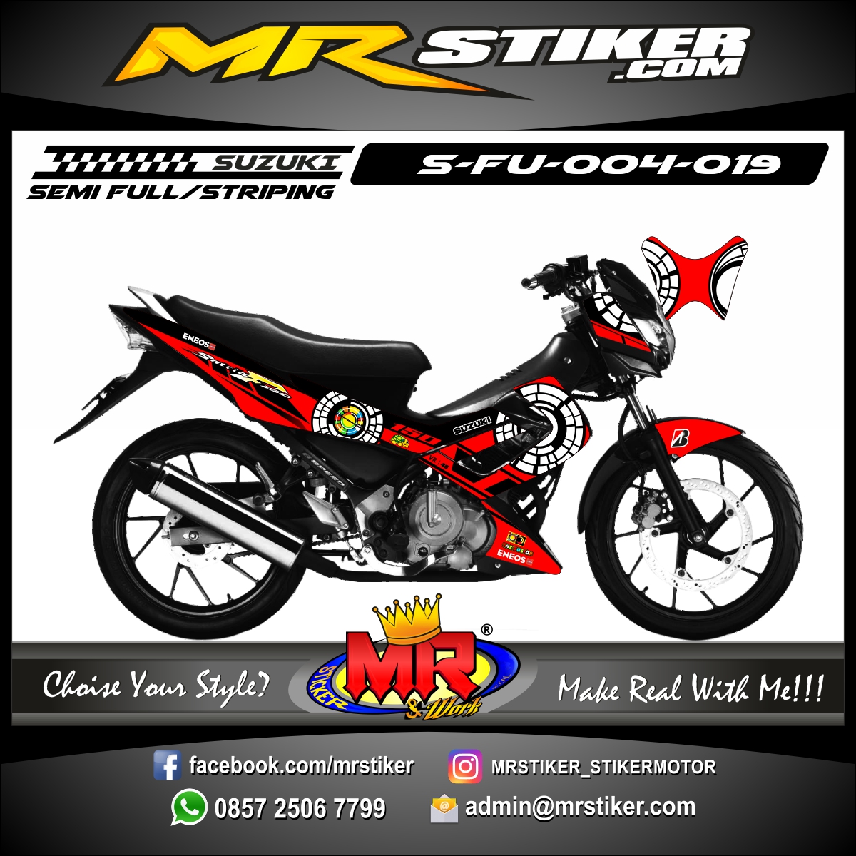 S Fu 004 019 Stiker Motor Premium Striping Motor Suka Suka