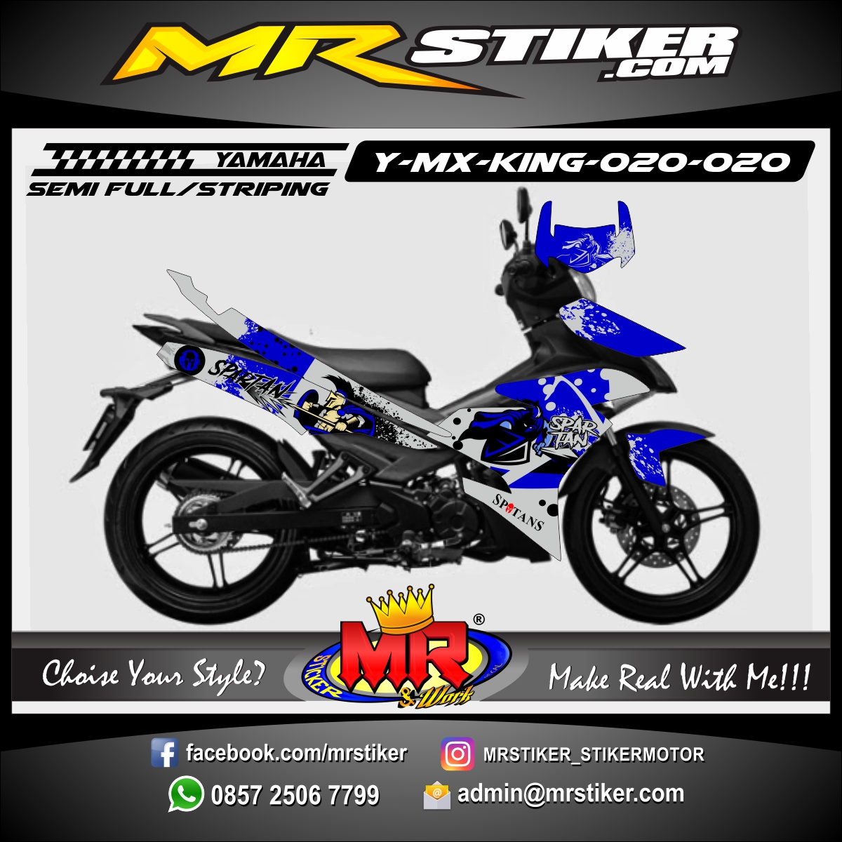 Y Mx King 020 020 Stiker Motor Premium Striping Motor Suka Suka