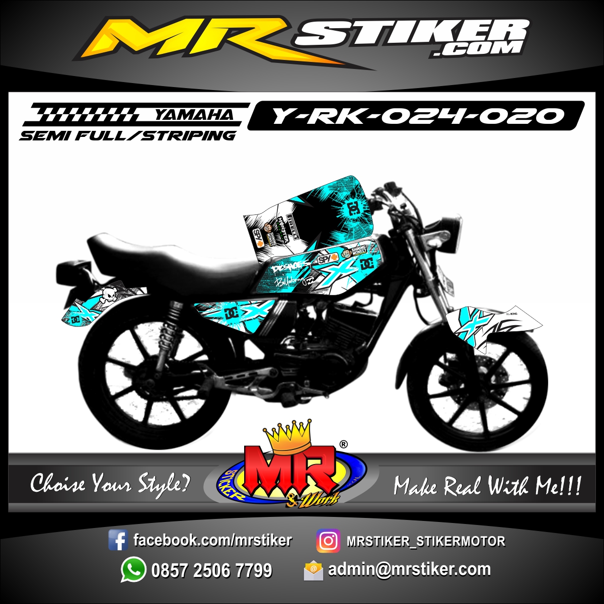 Stiker motor decal RX King Splater DC Blue Ice