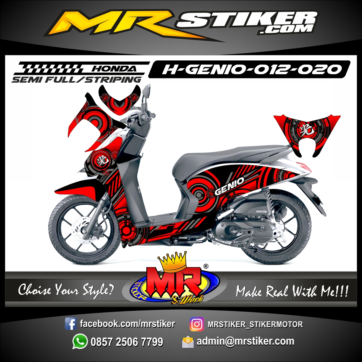  Stiker  motor  decal HONDA  Genio  Mecha Hayabuza stiker  