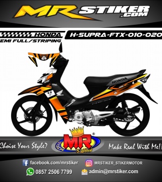  Stiker  motor decal Honda Supra  Fit X  Orange Gradation 