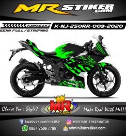 Stiker motor decal Kawasaki Ninja 250RR Mono Green Splat Road Carbon