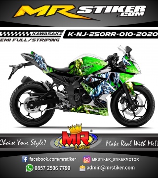  Stiker  motor decal Kawasaki Ninja 250RR Mono Dragon  Green 