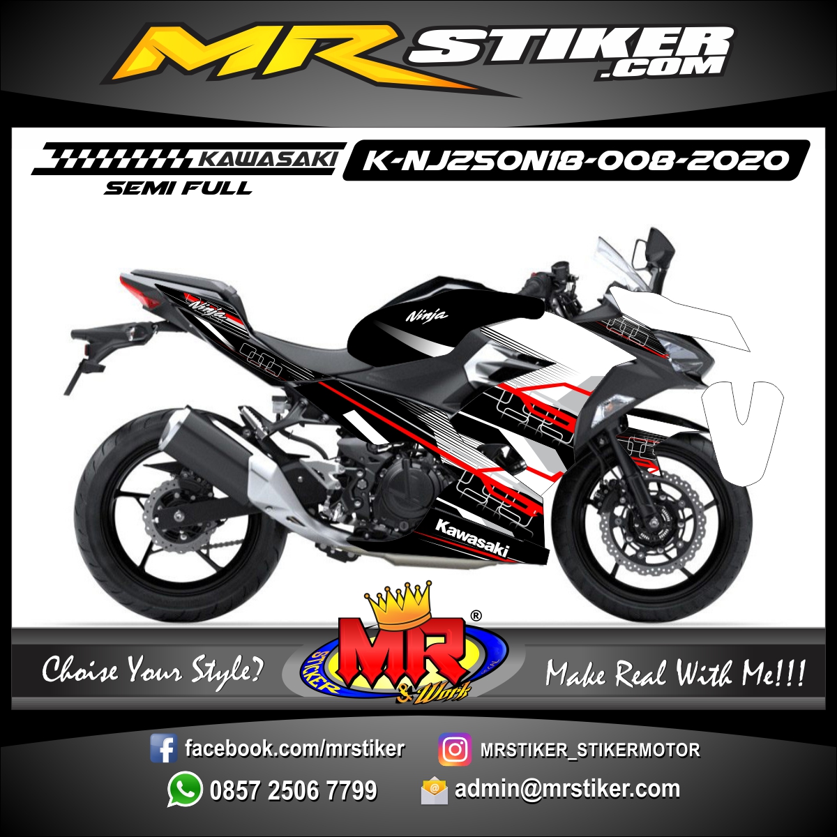 Stiker motor decal Kawasaki Ninja 2018 All New Hitech Grafis