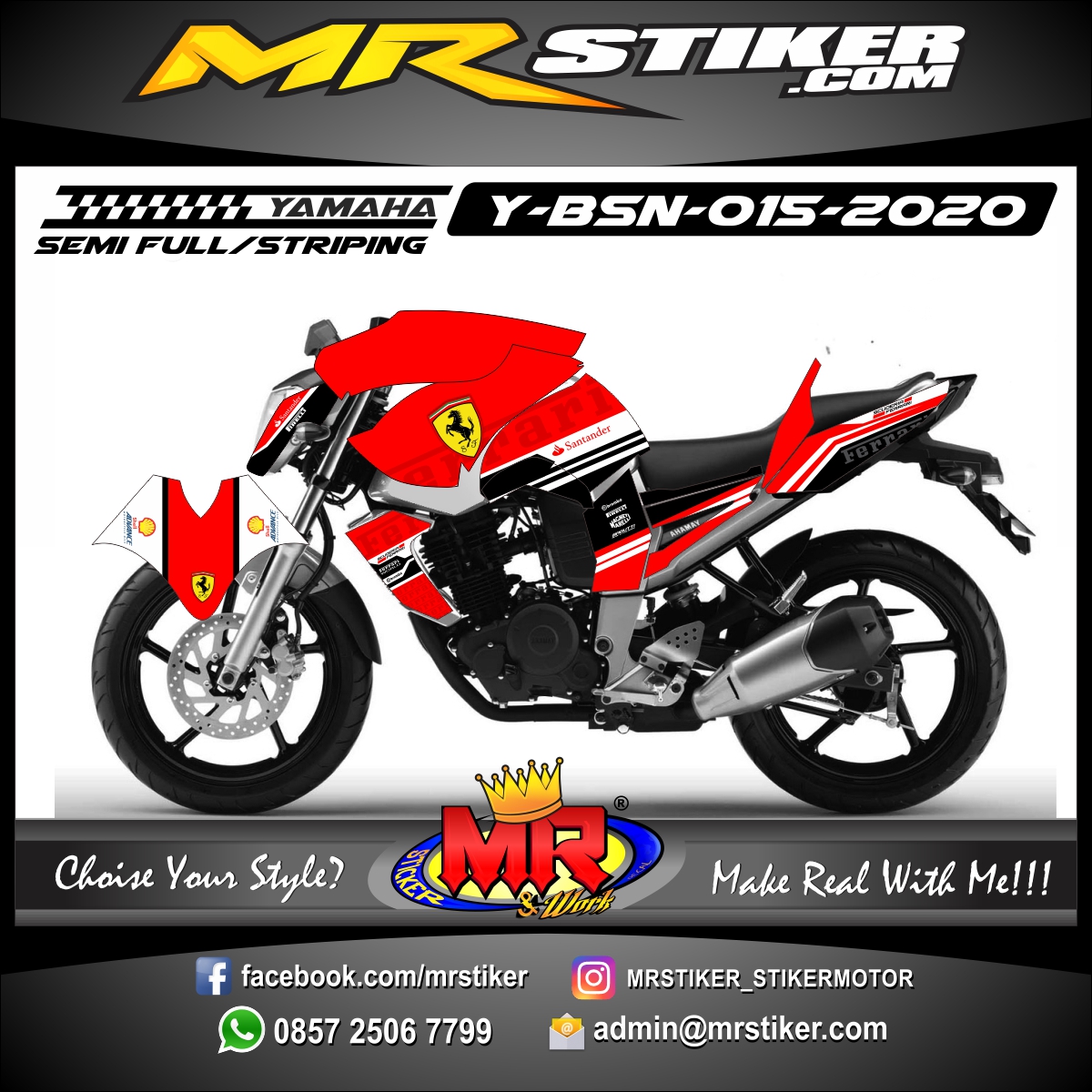  Stiker  motor  decal Yamaha Byson  Ferrari Grafis stiker  