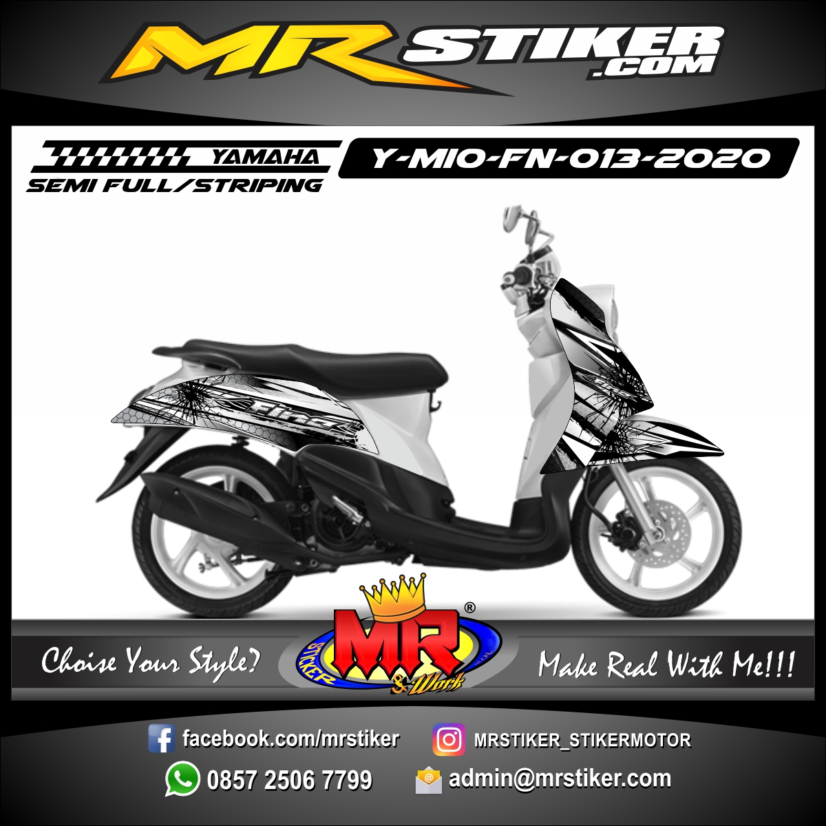 Stiker motor decal Yamaha Mio Fino Carbon Glass Cracked ...