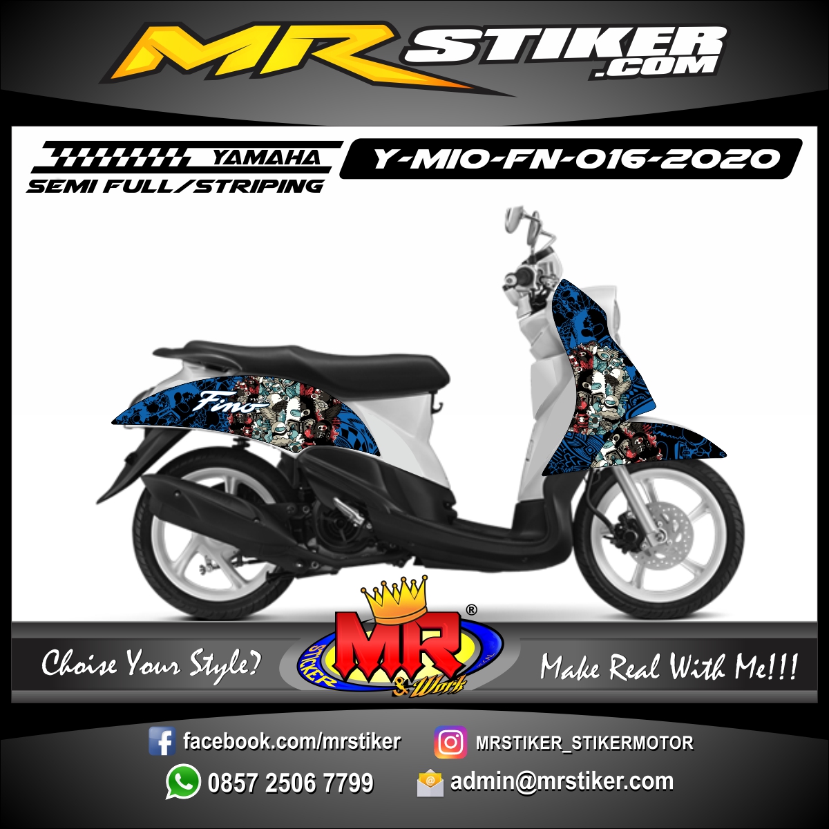 Stiker motor decal Yamaha Mio Fino Full Doodle