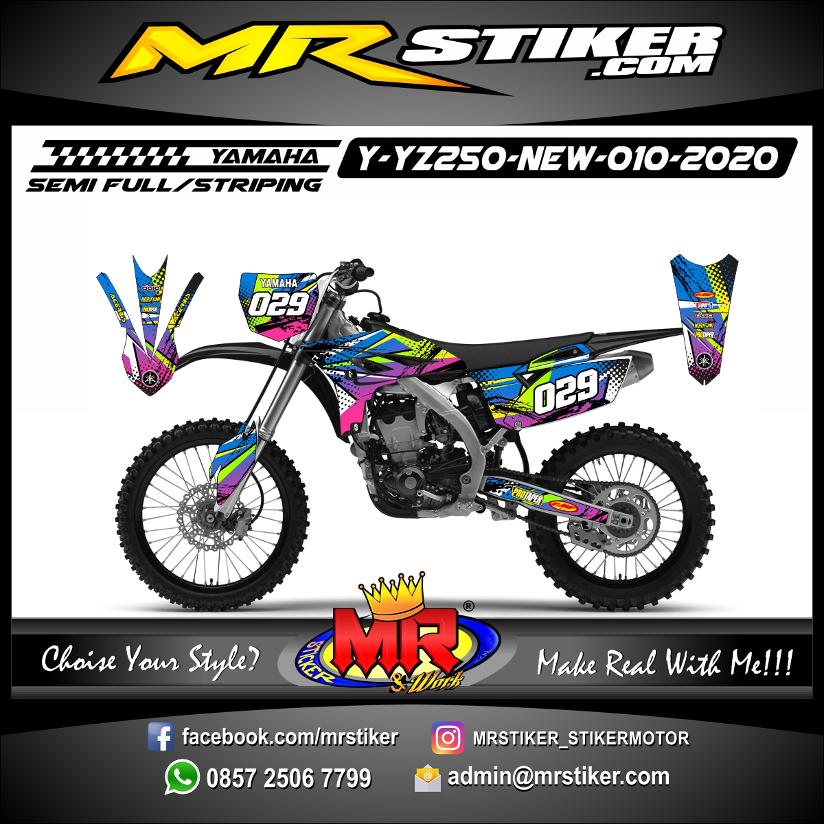 Stiker motor decal Yamaha YZ 250 F New Abstrack Noise ...