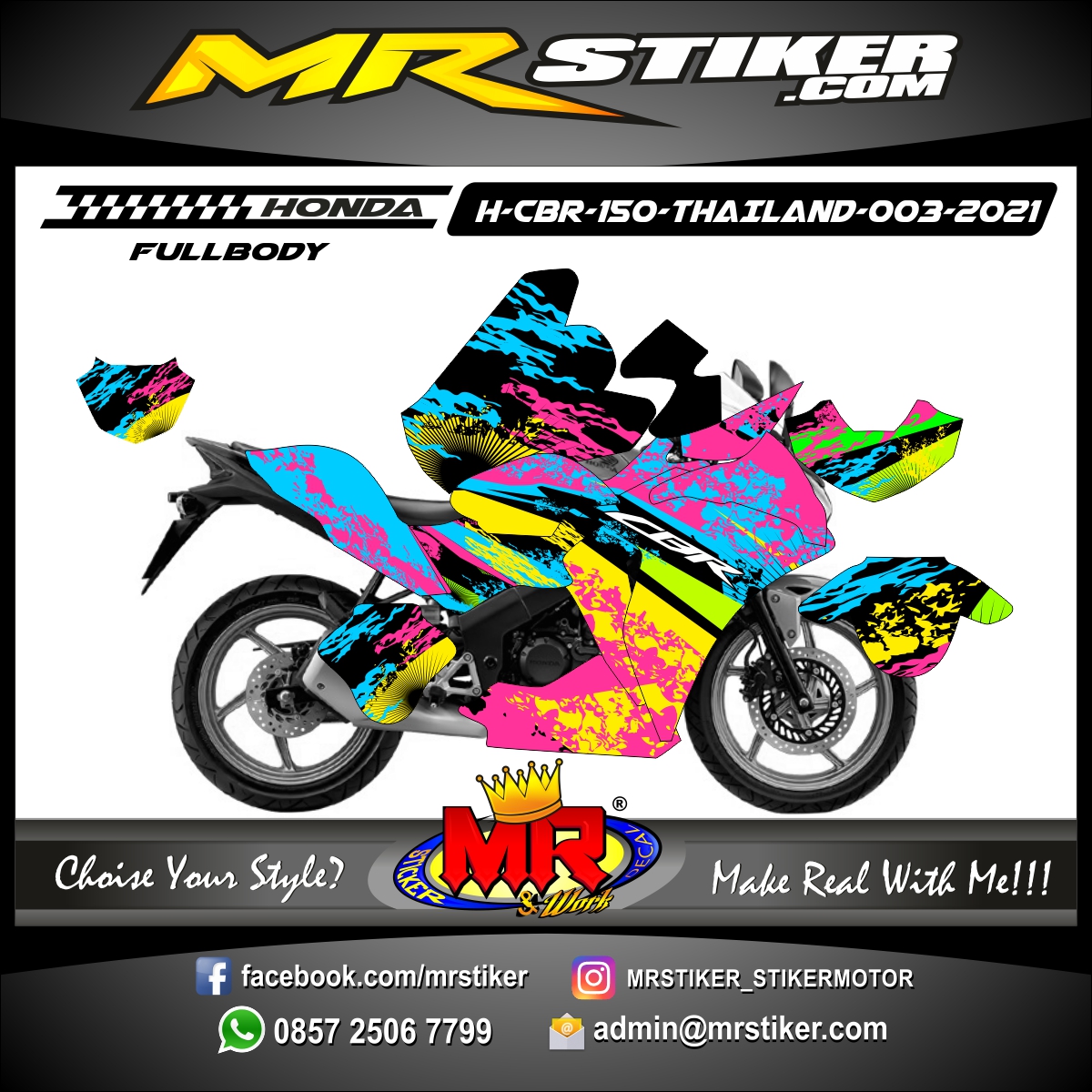 Stiker motor decal Honda CBR 150 THAILAND Splater ColorFul FULLBODY