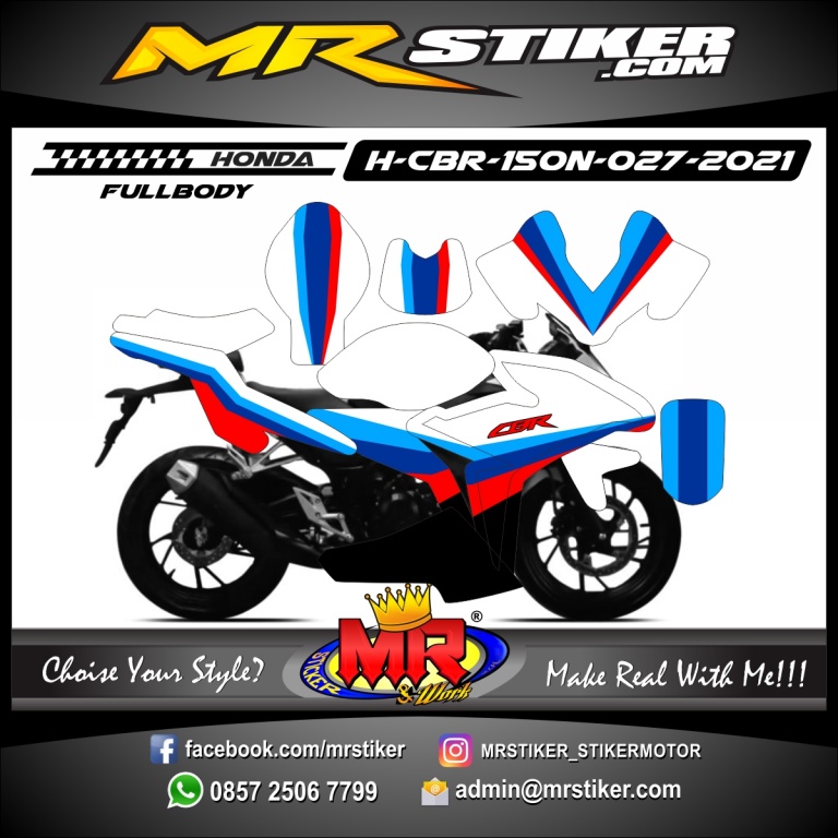 Stiker Motor Decal Honda Cbr New Blue Sporty Modify List Fullbody