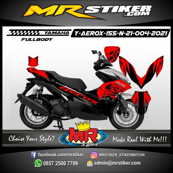 Stiker motor decal Yamaha Aerox 155 New 2021 Red Crack Grass Abstrack