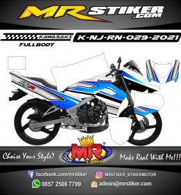 Stiker motor decal Kawasaki Ninja R New White Blue Race (FULLBODY)