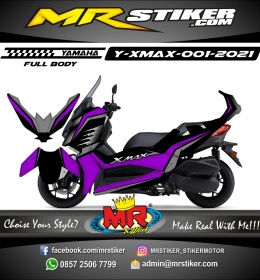 Stiker motor decal Yamaha Xmax Line Purple Grafis Gray (FULLBODY)