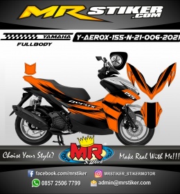 Stiker motor decal Yamaha Aerox 155 New 2021 Orange Black Splat