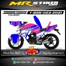 Stiker motor decal Yamaha Byson Fullbody White Pink Line Grafis Strip