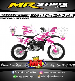 Stiker motor decal Yamaha YZ 85 New White Grafis Pink Elegan Supermoto