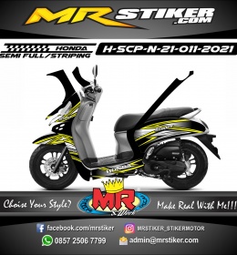 Stiker Motor decal Honda Scoopy New 2021 Yellow Sharp Line Silver Mate