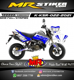 Stiker motor decal Kawasaki KSR White Blue Line Gray Grafis Line