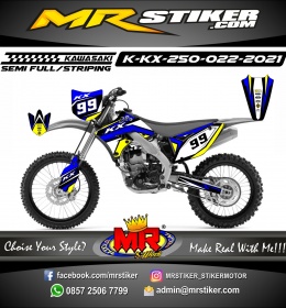 Stiker motor decal Kawasaki KX 250 Blue Yellow Grafis Race Track