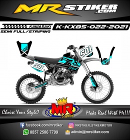 Stiker motor decal Kawasaki KX 85 Blue Neon Fox Grafis
