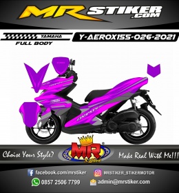 Stiker motor decal Yamaha Aerox 155 Line Crack Purple Custom Race Decal Grafis