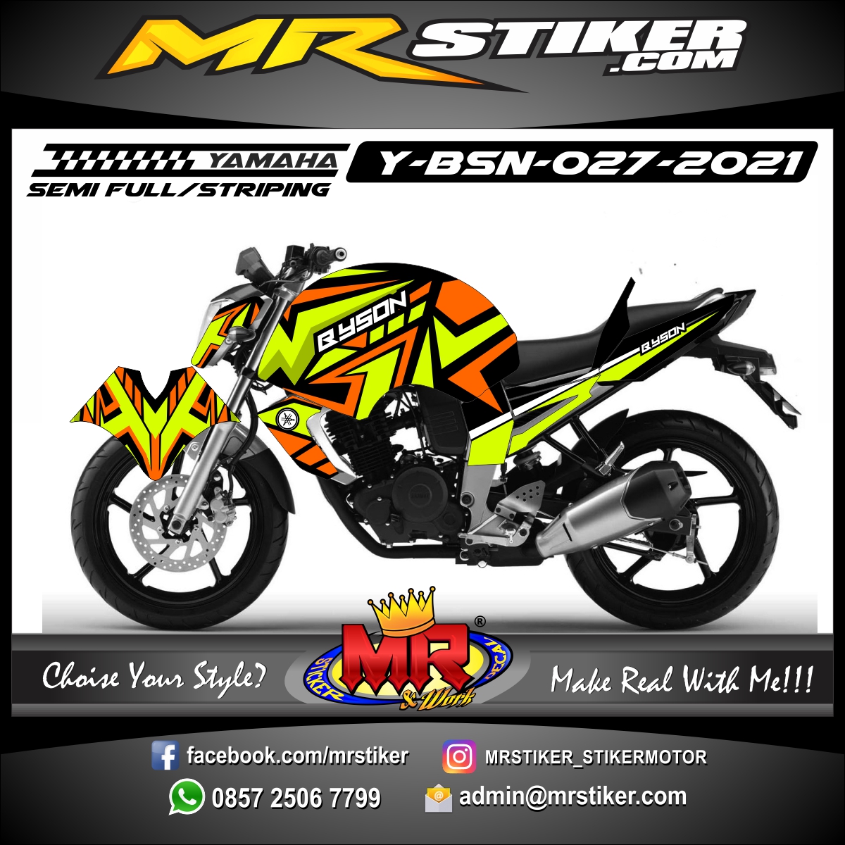 Stiker motor decal Yamaha Byson Line Graphic Stabillo Color Race Sport