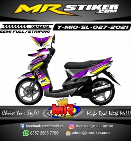 Stiker motor decal Yamaha Mio Soul Purple Yellow Line Grafis Racing