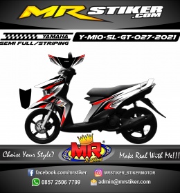 Stiker motor decal Yamaha Mio Soul GT Sharp Red Grafis Line Curved Silver Black White