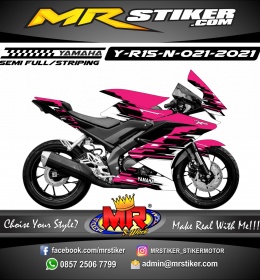 Stiker motor decal Yamaha R15 New Pink White Angled Line Graphic