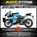 Stiker motor decal Yamaha R25 White Blue Line Curved Grafis Sporty Tech
