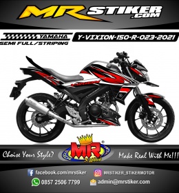 Stiker motor decal Yamaha Vixion R Red White Line Curved Graphic