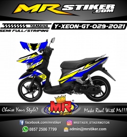Stiker motor decal Yamaha XEON GT Blue Yellow Grafis Line White Sharp