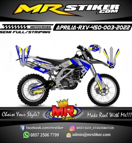 Stiker motor decal Motocross Aprilia RXV 450 Grey Blue Yellow Grafis Line
