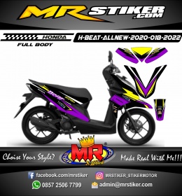 Stiker motor decal Honda Beat AllNew 2020 FullBody Racing Purple Yellow Line Graphic