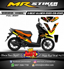 Stiker motor decal Honda Beat AllNew 2020 FullBody Orange Yellow Line Graphic Rockstar