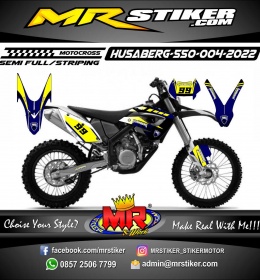 Stiker motor decal Motocross Husaberg 550 Navy Blue Yellow Line Grafis