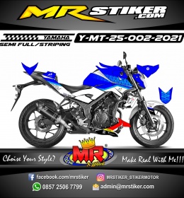 Stiker motor decal Yamaha MT 25 Blue Mandalika Racing Team