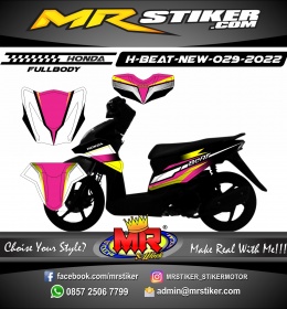 Stiker motor decal Honda Beat New FullBody Pink Grafis Sporty Line Stiker Variasi