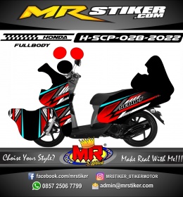 Stiker motor decal Honda Scoopy Red Line Graphic Sporty Race (FullBody)