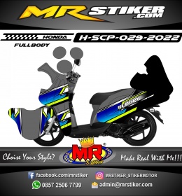 Stiker motor decal Honda Scoopy Blue Line Stabillo Graphic Race Sporty (FullBody)