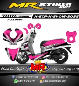 Stiker motor decal Honda Scoopy New 2021 Pink Grafis Racing Carbon Sporty (FullBody)