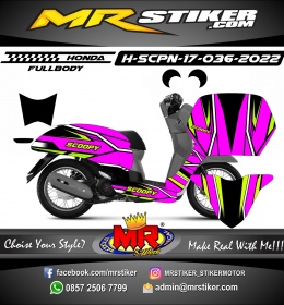 Stiker motor decal Honda Scoopy New 2017 Sporty Decal Grafis Line Syabillo Color (FullBody)