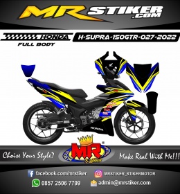 Stiker motor decal Honda Supra 150 GTR Line Yellow Blue Racing Sharp Line Grafis Sport (FullBody)
