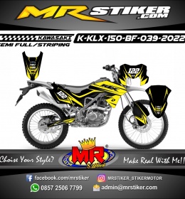 Stiker motor decal Kawasaki KLX 150 BF Carbon Yellow Graphic Line Grafis