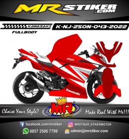Stiker motor decal Kawasaki Ninja 250 New Red Graphic Line White Sharp (FULLBODY)