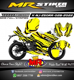 Stiker motor decal Kawasaki Ninja 250 RR Yellow Curve Line Halftone Graphic FullBody