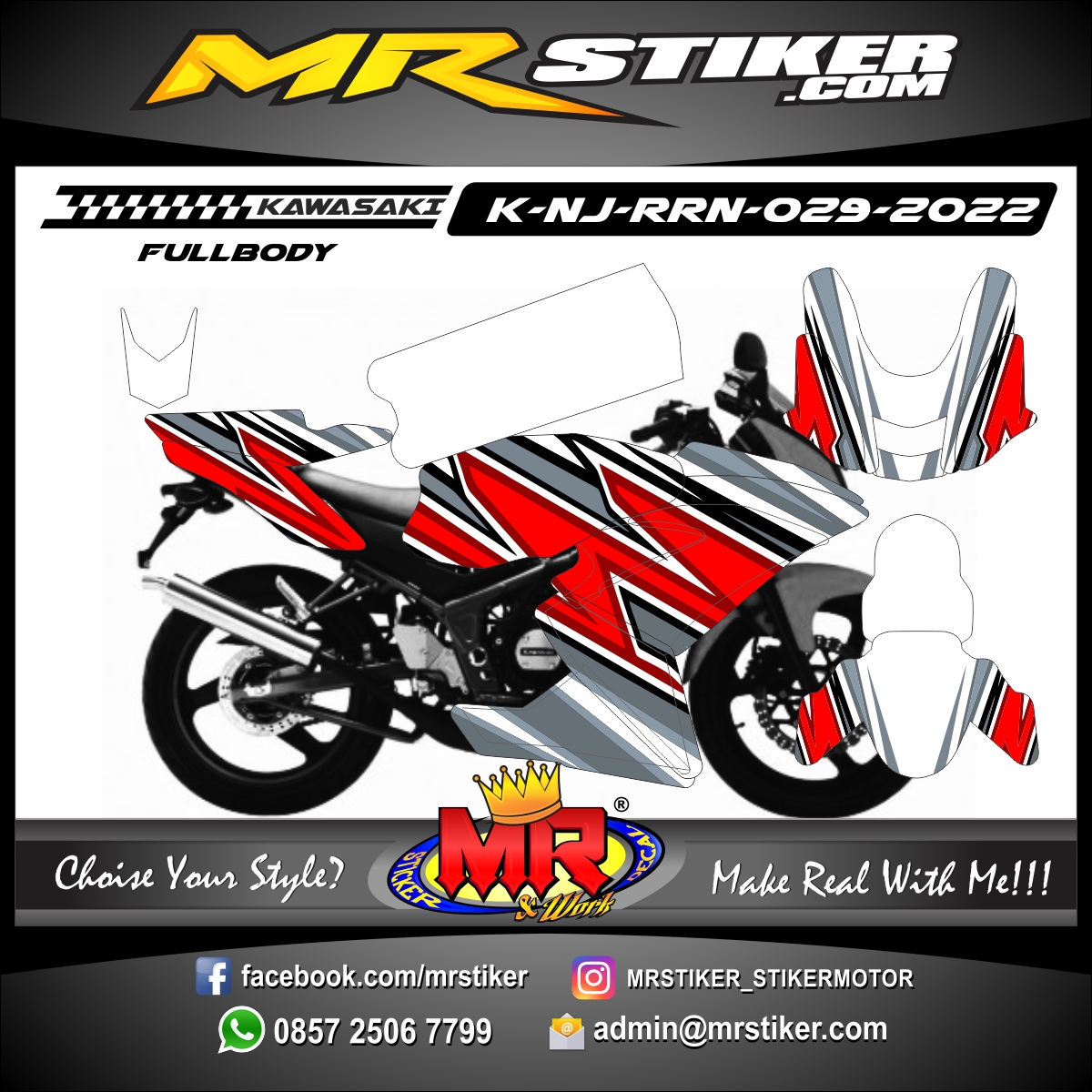 Stiker motor decal Kawasaki Ninja RR New Graphic Wrap Sporty Race MotoSport (FULLBODY)